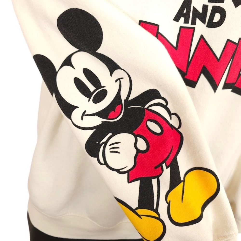 Disney Mickey And Minnie Mouse Sweatshirt Unisex Size XL(15-17) Cream Disney Top - Picture 13 of 14